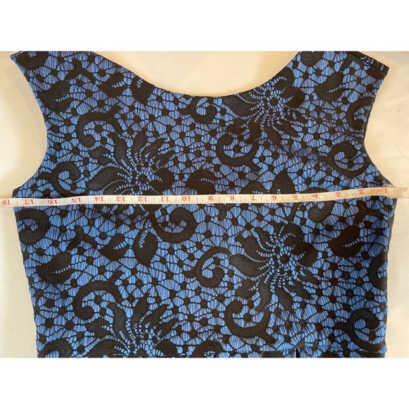 Tiana B. Womens Floral Lace Overlay Skater Dress Backless Blue Black Size 6 - Picture 4 of 7